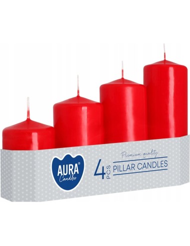 BISPOL świeca walec SW50 CZERWONA, 4 sztuki