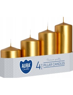 BISPOL świeca walec SW50 ZŁOTA, 4 sztuki