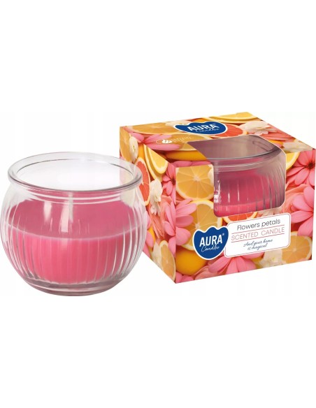 BISPOL AURA Świeca w szkle SN69-428 PŁATKI KWIATÓW, 1 szt
