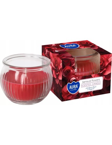 BISPOL AURA Świeca w szkle SN69-420 ZMYSŁOWE KWIATY, 1 szt