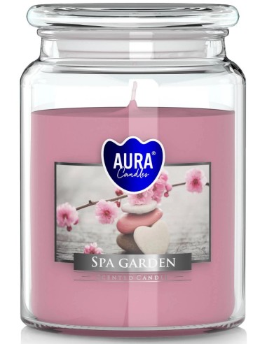 BISPOL AURA Świeca zapachowa w szkle SND99-254, OGRÓD SPA, 500 g