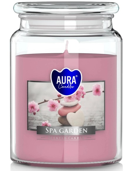 BISPOL AURA Świeca zapachowa w szkle SND99-254, OGRÓD SPA, 500 g