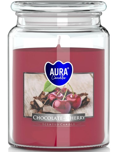 BISPOL AURA Świeca zapachowa w szkle SND99-104, CZEKOLADA/WIŚNIA, 500 g