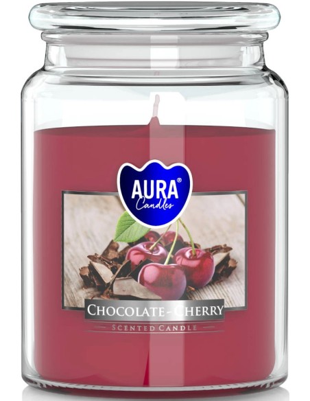 BISPOL AURA Świeca zapachowa w szkle SND99-104, CZEKOLADA/WIŚNIA, 500 g