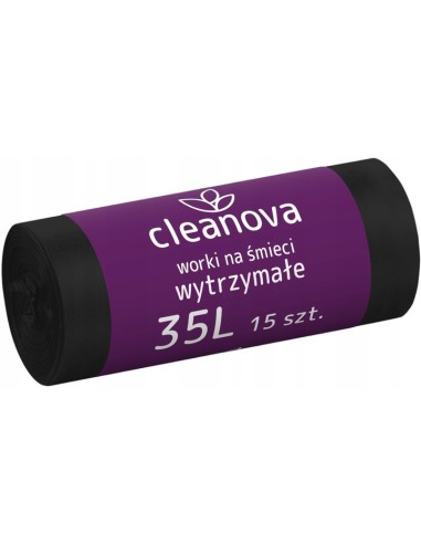 CLEANOVA Worki na śmieci CZARNE 35 l, 15 szt