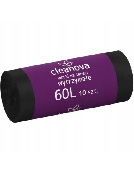 CLEANOVA Worki na śmieci CZARNE 60 l, 10 szt