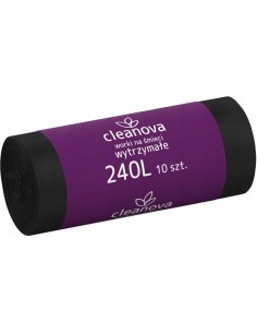 CLEANOVA Worki na śmieci CZARNE 240 l, 10 szt