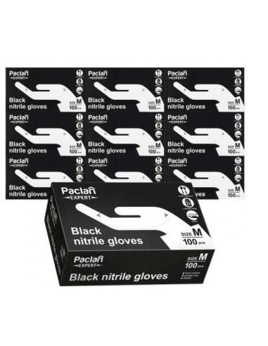 PACLAN EXPERT Rękawice nitrylowe rozm. M CZARNE, 100 szt, 10 opakowań