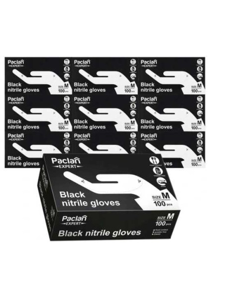 PACLAN EXPERT Rękawice nitrylowe rozm. M CZARNE, 100 szt, 10 opakowań