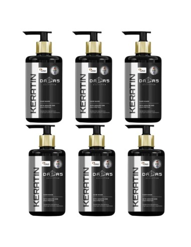 DALAS Maska do włosów suchych, osłabionych, zniszczonych i farbowanych KERATIN 900 ml z pompką, 6 szt
