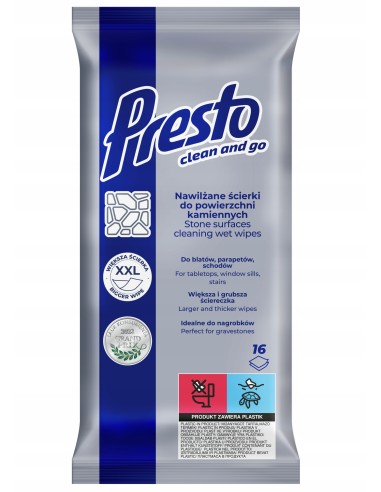 PRESTO Ściereczki do powierzchni kamiennych, 16 szt.