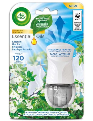 AIR WICK ESSENTIAL OILS Elektryczny odświeżacz powietrza urządzenie + wkład ŚWIEŻOŚĆ LETNIEGO PORANKA, 19 ml