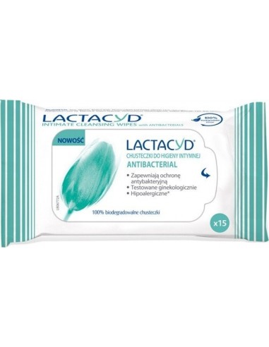 Lactacyd, Antibacterial, chusteczki do higieny intymnej, 15 szt.