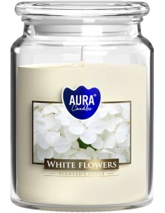 BISPOL AURA Świeca zapachowa w szkle SND99-179, BIAŁE KWIATY, 500 g