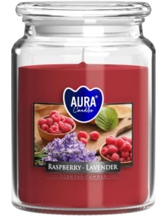 BISPOL AURA Świeca zapachowa w szkle SND99-352 MALINA/BIAŁA LAWENDA, 500 g