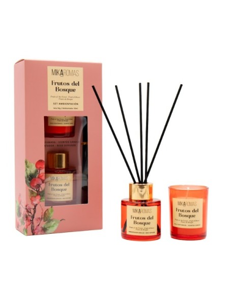 MIKAROMAS Zestaw OWOCE LEŚNE patyczki zapachowe 50 ml + świeca 50 g
