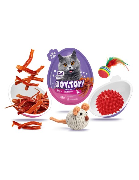 JOY TOY Przekąska dla Kota o smaku KACZKI 20 g + zabawka niespodzianka, 1 szt