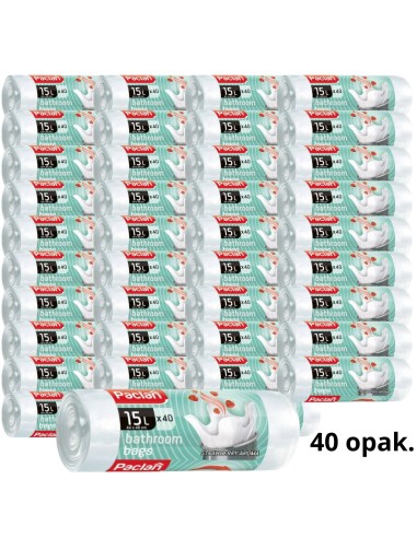 PACLAN Worki na śmieci Białe 15l x 40 szt, pakiet 40 op
