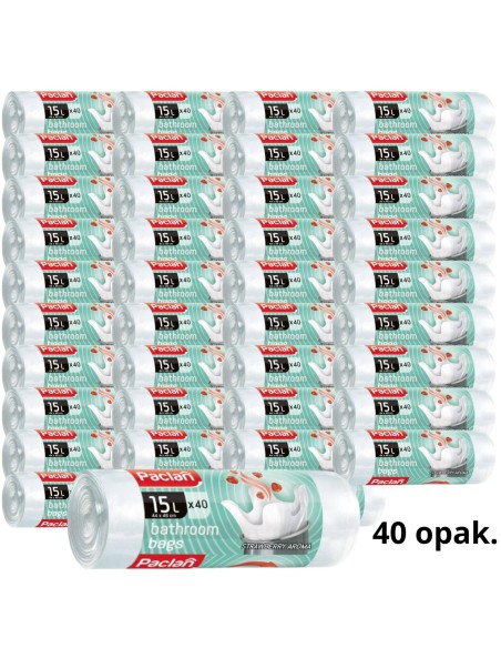 PACLAN Worki na śmieci Białe 15l x 40 szt, pakiet 40 op