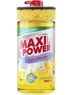 MAXI POWER Płyn do naczyń CYTRYNOWY pompka+gąbka, 1 l