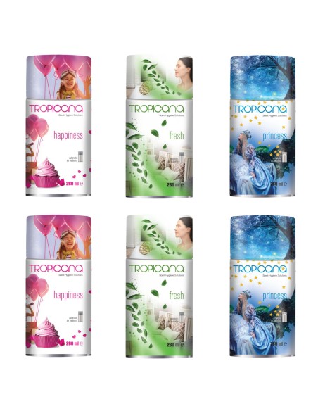 TROPICANA Automatyczny odświeżacz powietrza w sprayu MIX wkład, 6 x 260 ml
