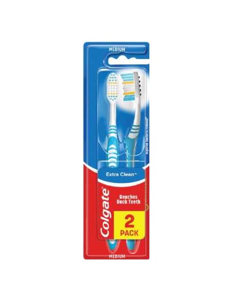 COLGATE Szczoteczka do zębów Extra Clean średnia, 2 sztuki.