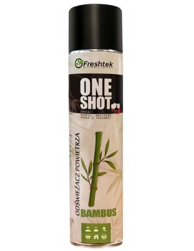 FRESHTEK ONE SHOT Odświeżacz powietrza neutralizator zapachów w sprayu BAMBUS, 600 ml