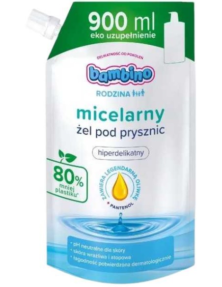 BAMBINO RODZINA Żel pod prysznic hiperdelikatny MICELARNY zapas, 900 ml