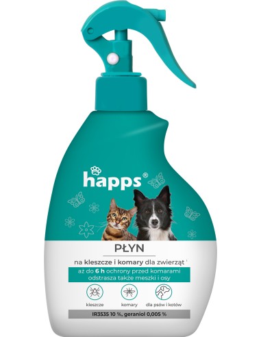 HAPPS Płyn na kleszcze i komary dla zwierząt, 200 ml