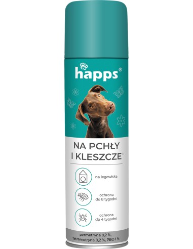 HAPPS Spray na pchły i kleszcze dla zwierząt, 250 ml