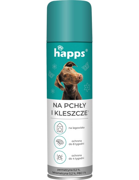 HAPPS Spray na pchły i kleszcze dla zwierząt, 250 ml