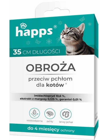 HAPPS Obroża dla kotów NA PCHŁY, 35 cm
