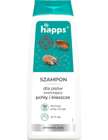 HAPPS Szampon do psów zwalczający pchły i kleszcze, 250 ml