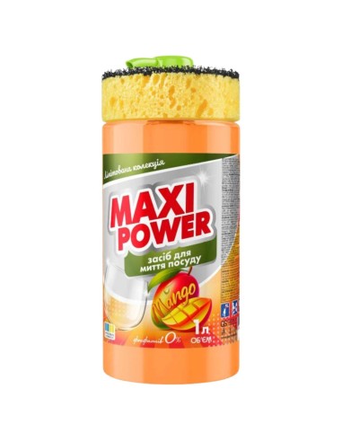 MAXI POWER Płyn do naczyń MANGO pompka+gąbka, 1 l