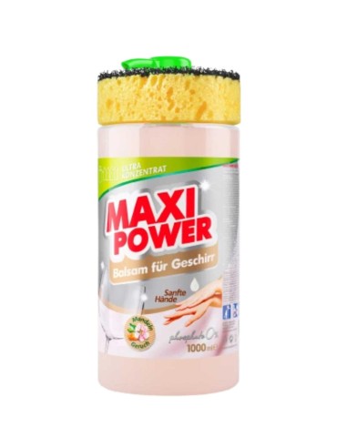 MAXI POWER Płyn do naczyń DELIKATNY, MIGDAŁOWY pompka+gąbka, 1 l