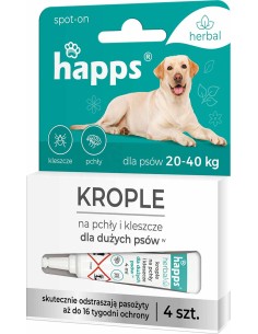 HAPPS HERBAL Krople na pchły i kleszcze dla psów 20-40 kg, 4 szt