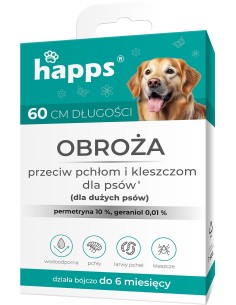 HAPPS Obroża na pchły i kleszcze dla dużych psów, 60 cm