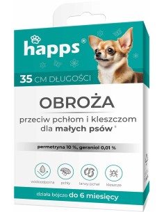 HAPPS Obroża na pchły i kleszcze dla małych psów, 35 cm