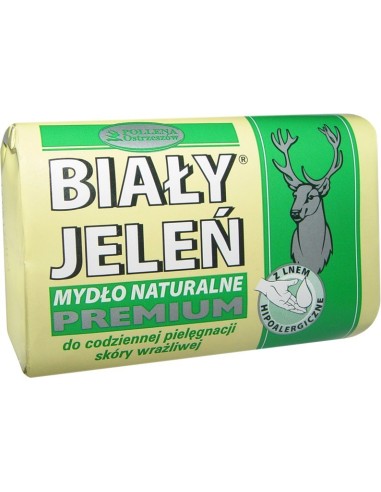 Biały Jeleń Hipoalergiczne mydło naturalne premium z lnem 100 g