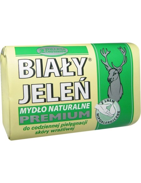 Biały Jeleń Hipoalergiczne mydło naturalne premium z lnem 100 g