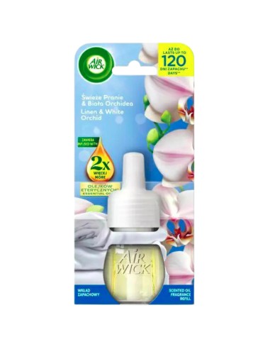 AIR WICK ESSENTIAL OILS Odświeżacz elektryczny ŚWIEŻE PARANIE I BIAŁA ORCHIDEA, 19 ml wkład