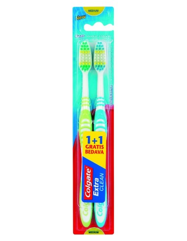 COLGATE Szczoteczka do zębów Extra Clean średnia, 2 sztuki.