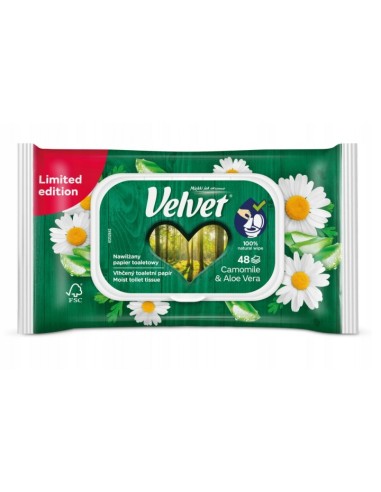 VELVET Papier toaletowy NAWILŻANY RUMIANEK I ALOES, 48 szt