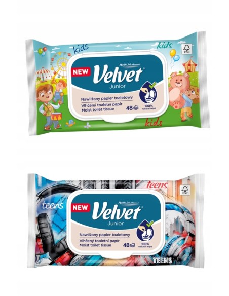 VELVET Papier toaletowy nawilżany JUNIOR, 48 szt