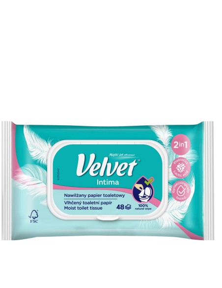 VELVET Papier toaletowy NAWILŻANY INTIMA, 48 szt
