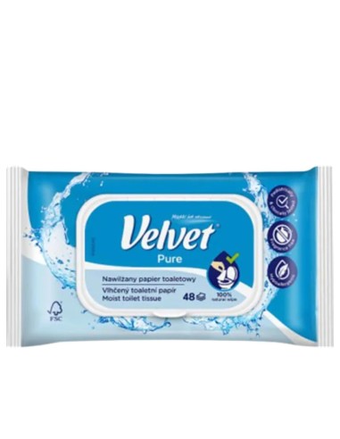 VELVET Papier toaletowy nawilżany PURE, 48 szt