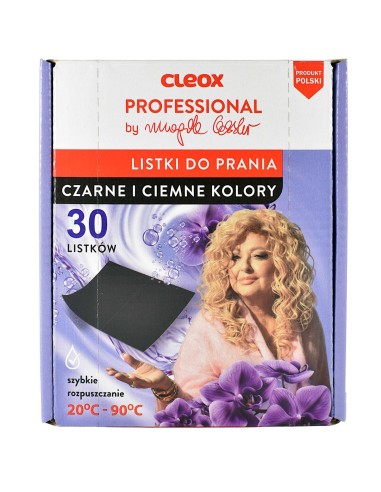 CLEOX PROFESSIONAL Listki do prania ciemnych tkanin CZARNE BY MAGDA GESSLER, 30 szt