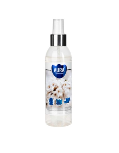 BISPOL AURA Odświeżacz do tkanin, pościeli, dywanów, sof JAŚMIN -  BAMBUS, 185 ml