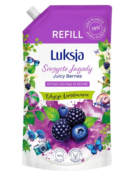 LUKSJA Mydło w płynie zapas SOCZYSTE JAGODY 900 ml