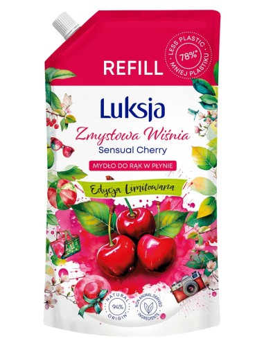 LUKSJA Mydło w płynie zapas ZMYSŁOWA WIŚNIA 900 ml